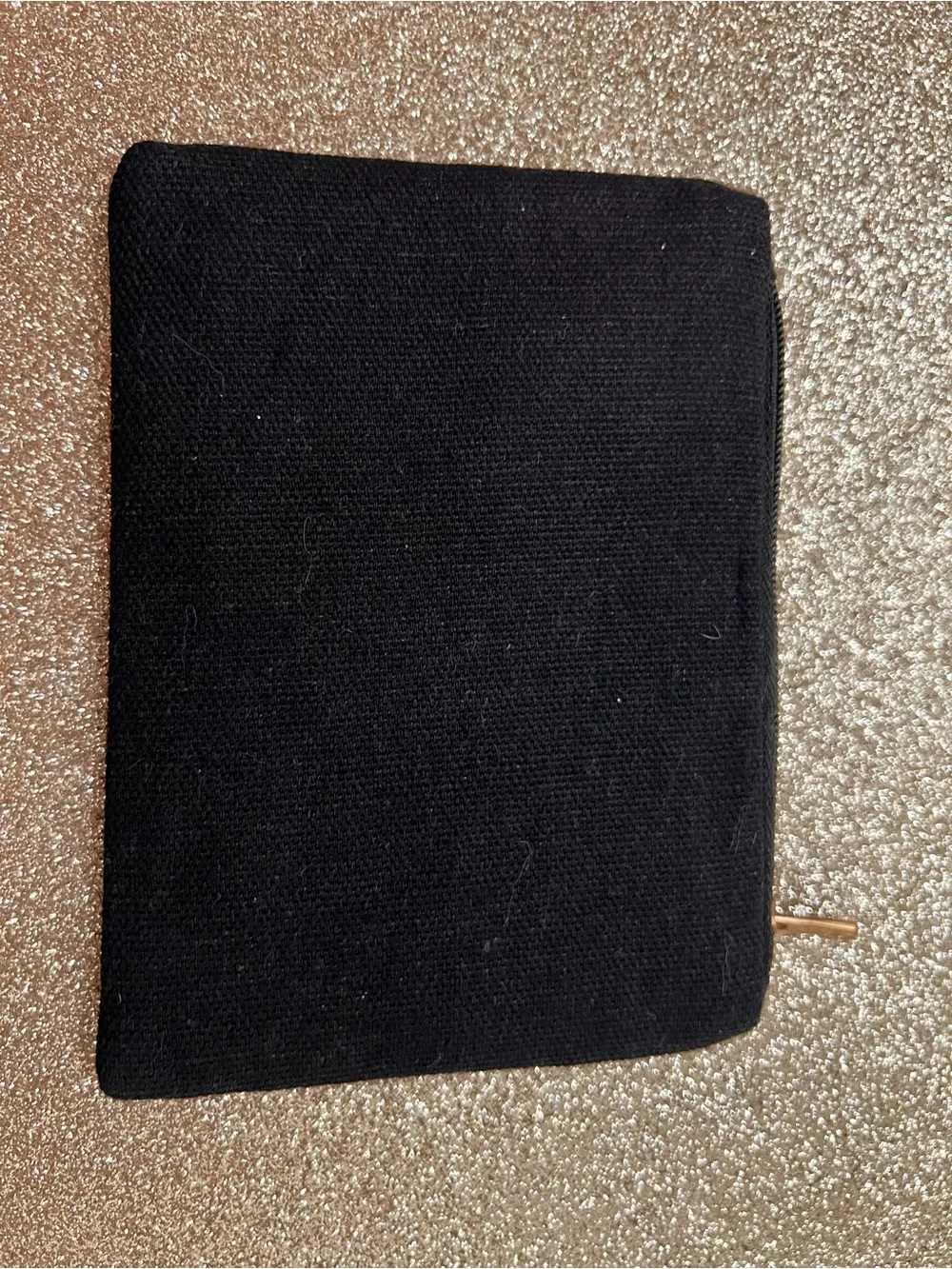 Black Beaded 'Cash' Zip Pouch - Gold Accent